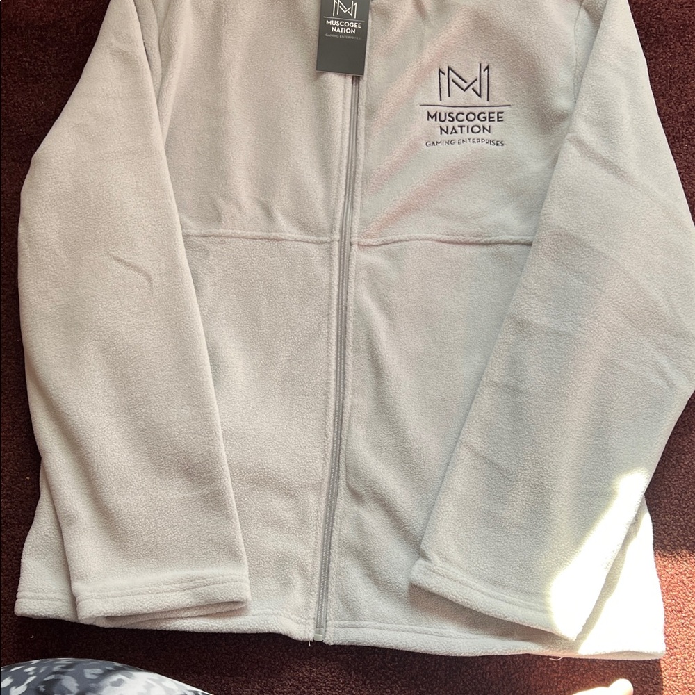 Muscogee Nation Fleece Jacket in Light Gray
